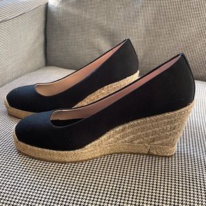 J. Crew black espadrille wedge heels